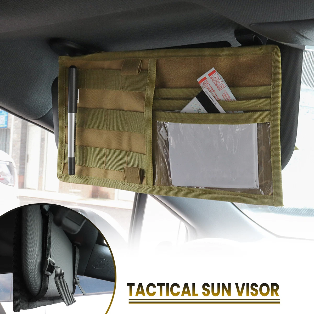 Car Sun Visor Panel Tactical MOLLE Vehicle Truck Pouch Pocket CD