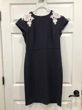 Ann Taylor Navy Dress with White accents Size 8
