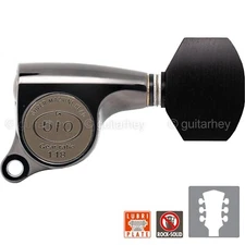 NEW Gotoh SGS510Z-EN07 L3+R3 Set Tuners EBONY Buttons 1:18 Ratio 3x3 COSMO BLACK