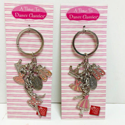 New A Time To Dance Pink Ballerina Ballet Charms Key Ring Chain