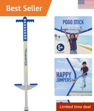 Foam Pogo Stick for Kids Ages 5 , Easy Grip Handles, Anti-Slip Pegs - Blue/White