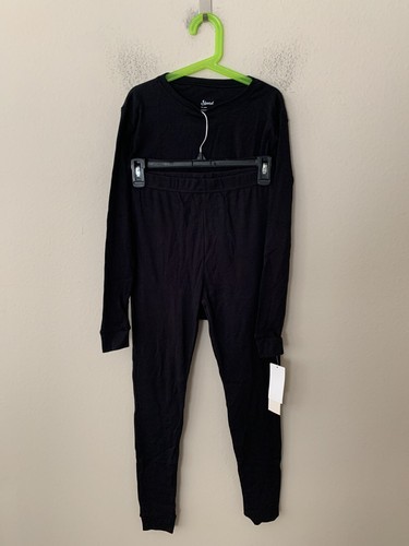 NWT! Leveret Kids Sz 14 Long Sleeves & Jogger Solid Color Pajamas Set Black - Picture 3 of 10