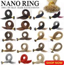 Nano Ring Tip Hair Extensions Micro Nano Beads Remy Russian Human Hair Thick 1g