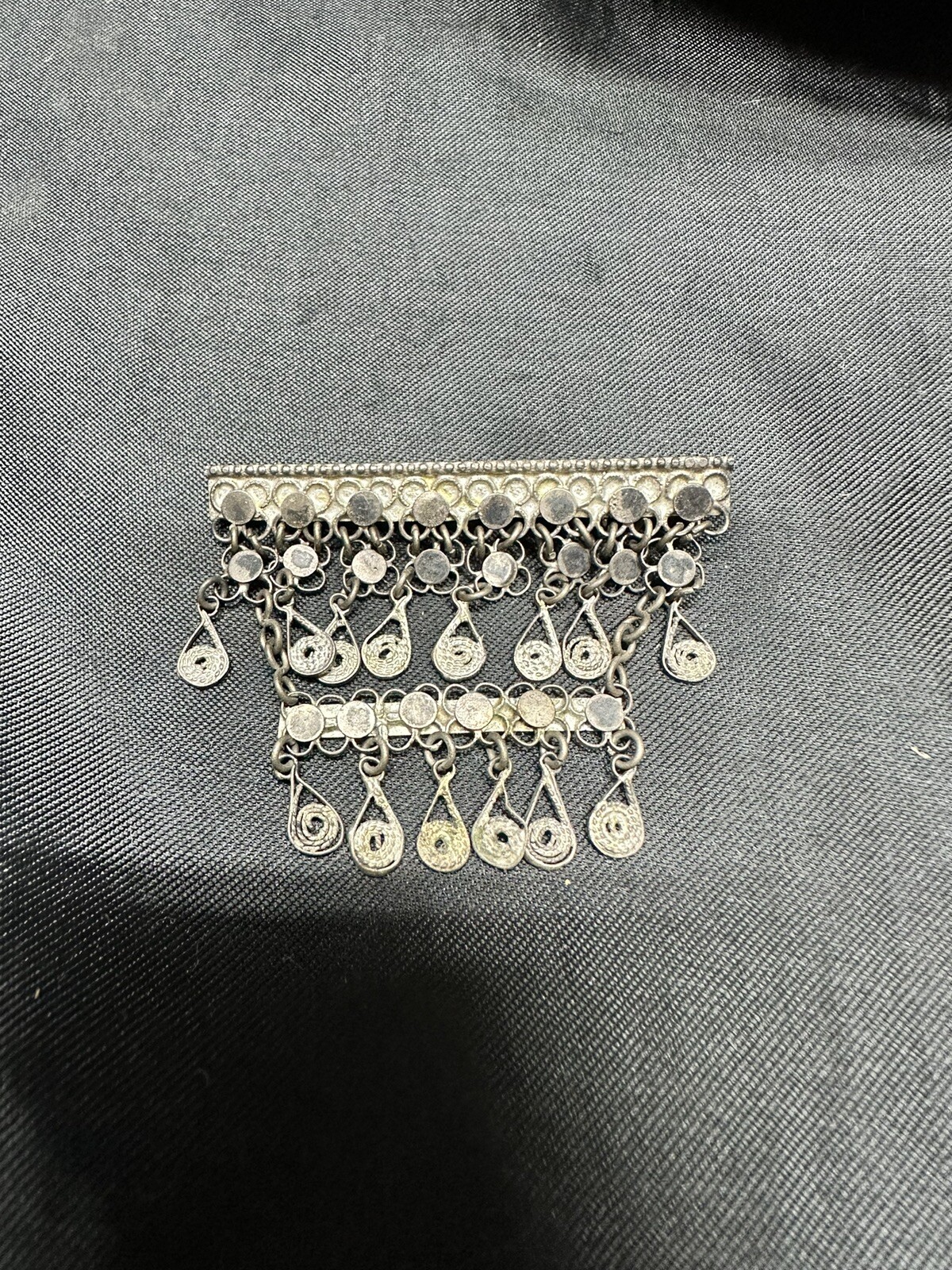 B3 Vintage Israel 925 Sterling Silver Filigree Dangle Jerusalem Brooch Pin