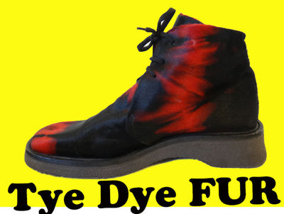 casino calf FUR shoe 44 10.5 11 Tye tie dye PUNK ENRICO FANtini clown red flame