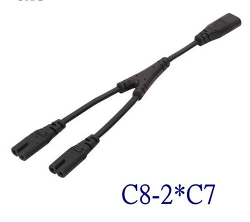 Dual Short Power Cable Y Type Splitter Adapter Cord Single C14 to C5 C7 C13 30cm - Picture 3 of 14