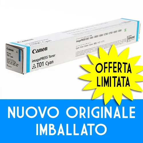 TONER ORIGINALE CANON IPR T01 CYAN CIANO C60 C65 C650 C700 C750 C800 8067B001AA - Foto 1 di 1