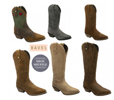 Image of Ravel Womens Leather western Cowboy Boots with zips Judd, Dolly, Taylor