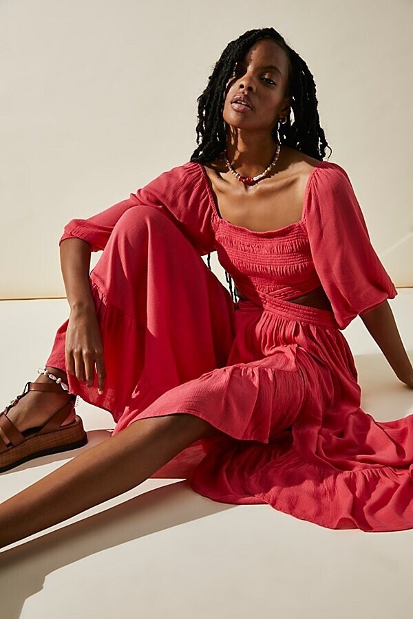 knee length dresses for ladies Cross My Heart Maxi Dress Pink main image 0
