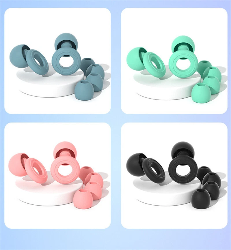 全新 可重复使用 硅胶耳塞 防噪音 耳塞 适用于睡眠、学习和工作 — 第 4/4 张图片