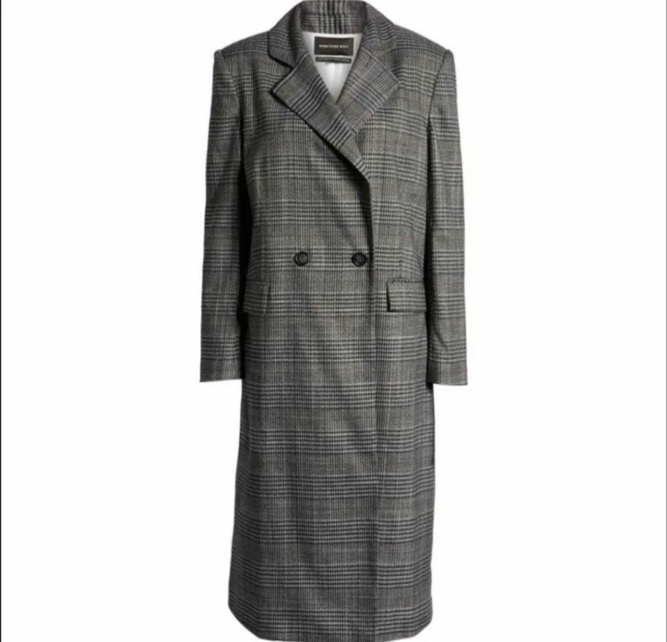 Maxi Blazer Chaqueta Pequeña Something Azul Marino Carbón Cuadros Rejilla Larga