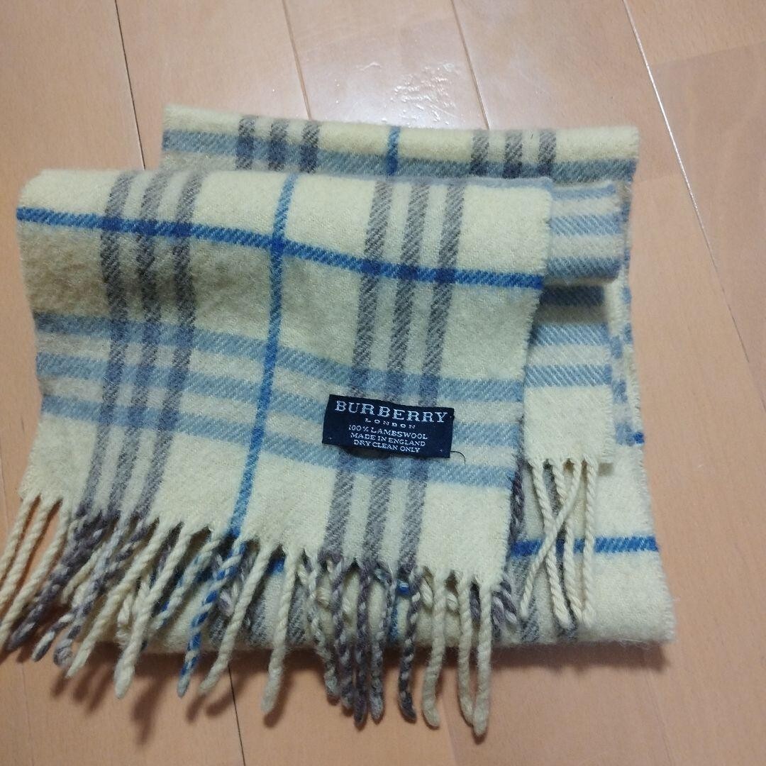 Burberry London Scarf Wool Nova Check Made in England Yellow Accessory Used