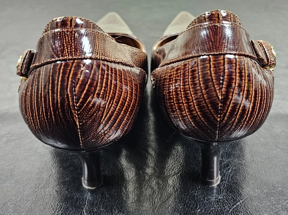 CIRCA JOAN & DAVID Shoes Women's 9M Calla Lily Brown Leather Kitten Heels Casual - Image 3 of 4