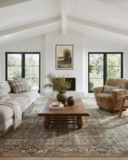 Amber Lewis Georgie Collection GER-07 Moss/Salmon 2'-3" x 3'-9", .19" Pile He...