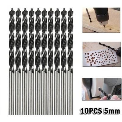 10pcs Woodworking Spiral Drill Bit 5mm Diameter Wood Drills With Center Point