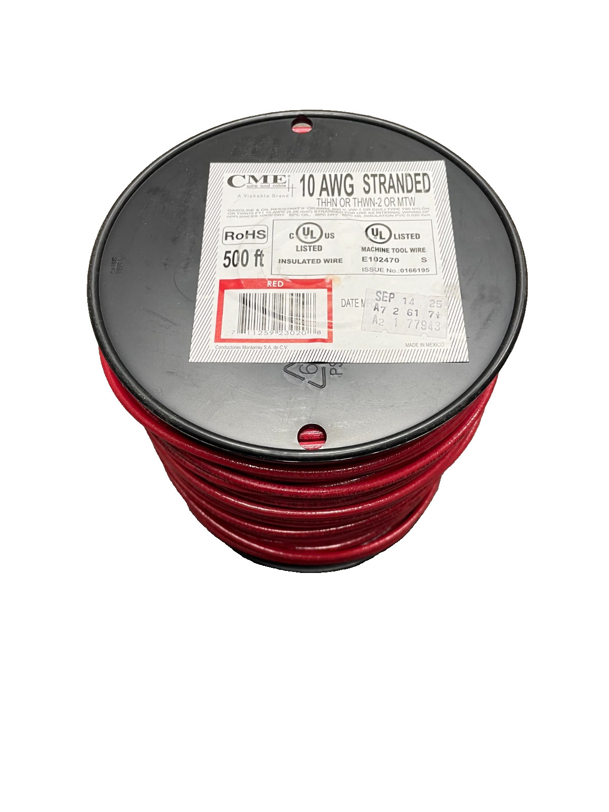 Southwire THHN 10AWG STR Copper SIM RED Insulated Wire 500' Spool