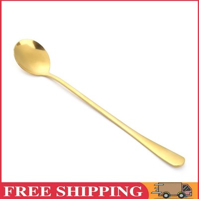 Long Handle Stainless Steel Ice Spoon Coffee Tea Spoons Tableware (Gold)
