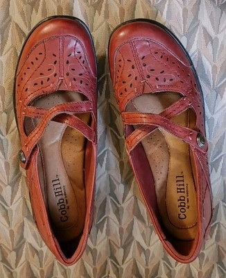 Cobb Hill 9N Red Leather Mary Jane Flats Comfort New Balance Whimsy Goth Artsy
