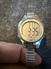 Vintage Timex Ladies Digital Watch, Quartz,  Indiglo, silver Tone, Runs