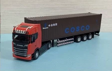 Scania container trailer COSCO red SCANIA with battery in box sea container