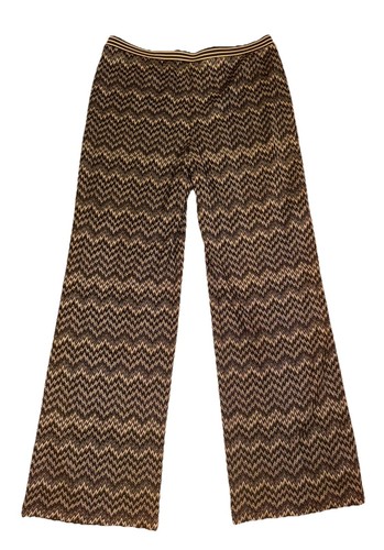 MISSONI BLACK BEIGE ZIG ZAG KNIT LOOSE LEG SILK LINED ELASTICATED SIZE L NEW - Picture 6 of 11