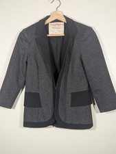 Cartonnier Anthropologie Peplum Blazer Jacket Womens 2 Black Dark Gray Ruffle