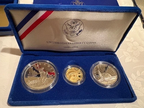 1986 US Mint Liberty Coins Proof Set - $5 Gold, $1 Silver, $0.50 Copper-Nickel