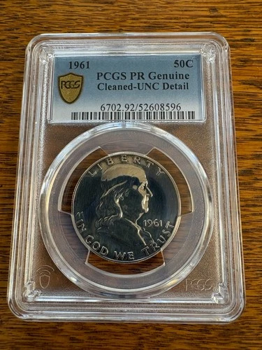 1961 Franklin Half Dollar Proof PCGS PR Genuine Cleaned - UNC Detail