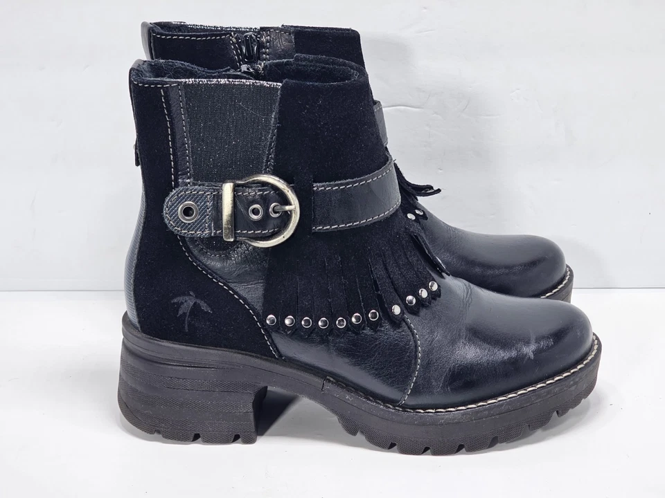 Dromedaris Women's Krissy Ankle Boot Size 36 US 5-6 Black Leather studded fringe - Image 4 of 4