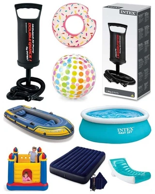 Intex Handpumpe 29cm Luftpumpe mit 3 Düsen für Luftmatratze Ball 🛶🎈 - Bild 1 von 3