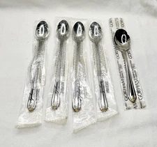 Gorham 5pc GOLDEN MELON BUD 18/8 Stainless 4 Iced Tea Spoons & 1 Sugar Spoon NWL