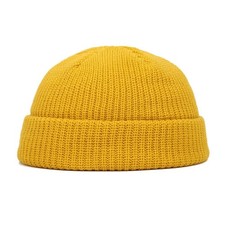 Men Mini Short Fisherman Beanie Hat Winter Warm Knitted Ribbed Docker Skull Cap