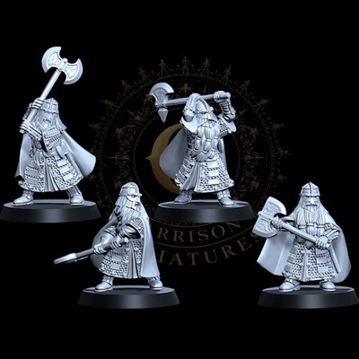 Dwarf Hearthguard  X4 - 28mm Fantasy Unpainted Resin Wargame Miniatures