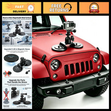 Magnetic Action Camera Car Mount with 1/4" Thread Claw Adapter, 360 Rotatable