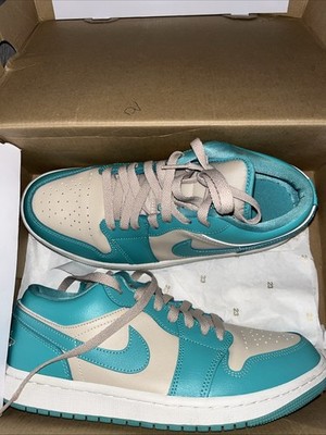 Nike Women's Air Jordan 1 Low in the ''Tropical Teal Sandy Beige'' colorway