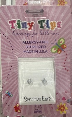 Studex Tiny Tips Earrings For Little Ears TT-742W Stainless Tiff 4MM CZ