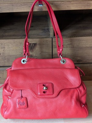 Radley Schultertasche rot Leder mit Postbotenschlossdetail + Anhänger + Staubbeutel 