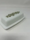 Vintage Pyrex Green SpringBlossom Crazy Daisy Milk GlassButter Dish w/Lid USA