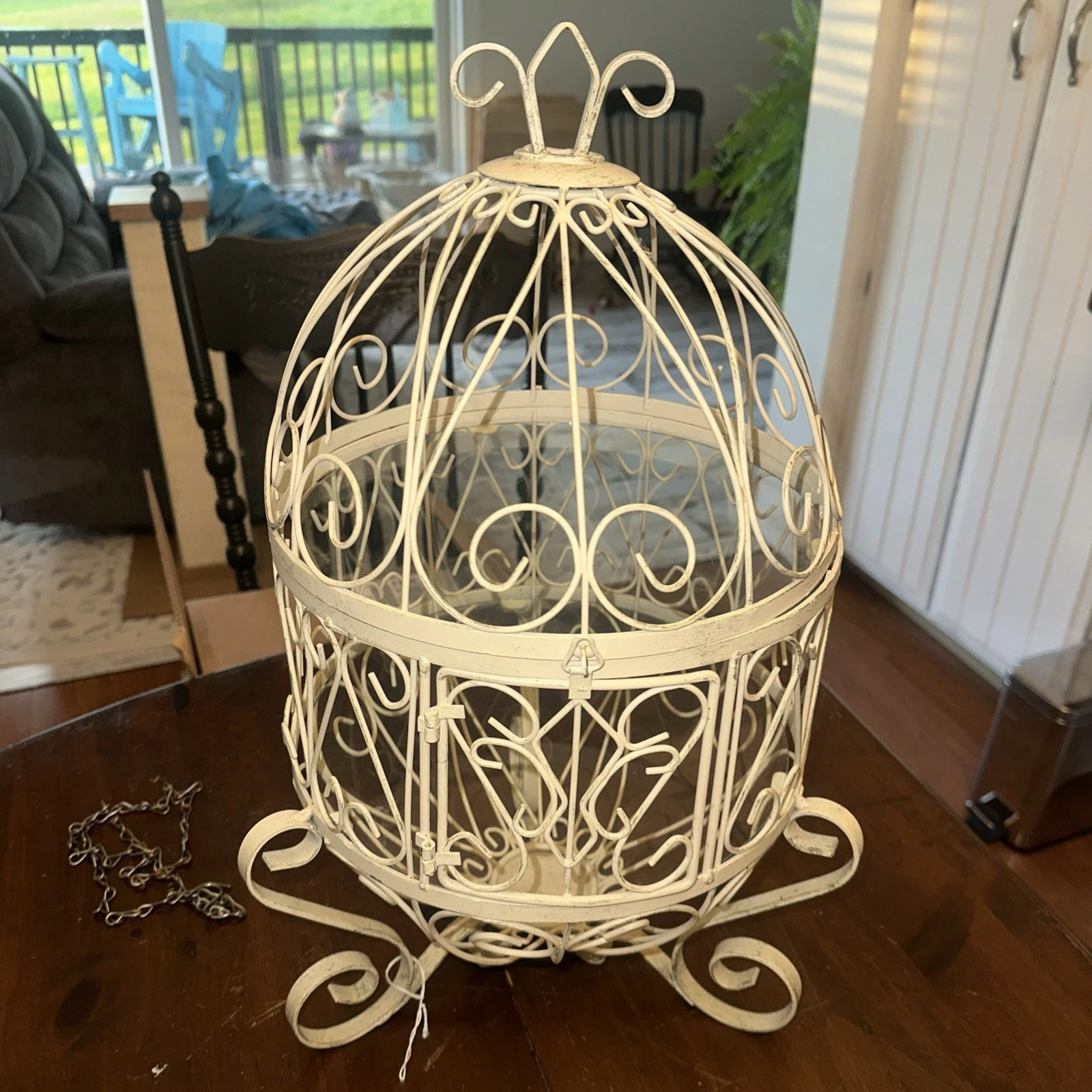 Vtg. Egg Shape Footed Metal Bird Cage W/ Two Glass Shelf’s Great Condition
Opens in a new window or 