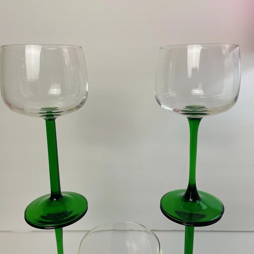 Globo de vino/jerez Luminarc años 90 con verde esmeralda, tallos y pie 5 Foto 2 de 4