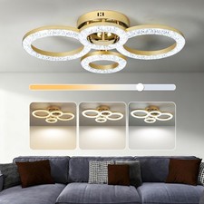 HOMCOM Modern 4-Ring Flush Mount Ceiling Light, LED Ceiling Light, Gold