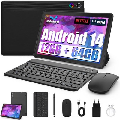10 Zoll 8-in-1 Kit Android 14 Tablet PC mit Hülle Tastatur Maus Stift Kopfhörer