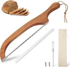 15.7 in Serrated Bread Slicer, Sourdough Bread Knife, Stainless Steel Bow Knife