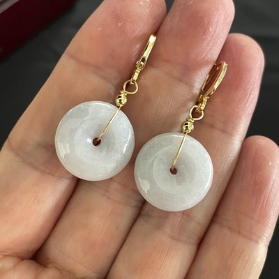 Light Purple Jadeite Donut Earrings, Certified Type A Burmese Jadeite