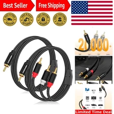 RCA Y Splitter Cable, 3.3Ft, 2Pack, 1 Male to 2 Male Audio Cable, Gold-Plated...