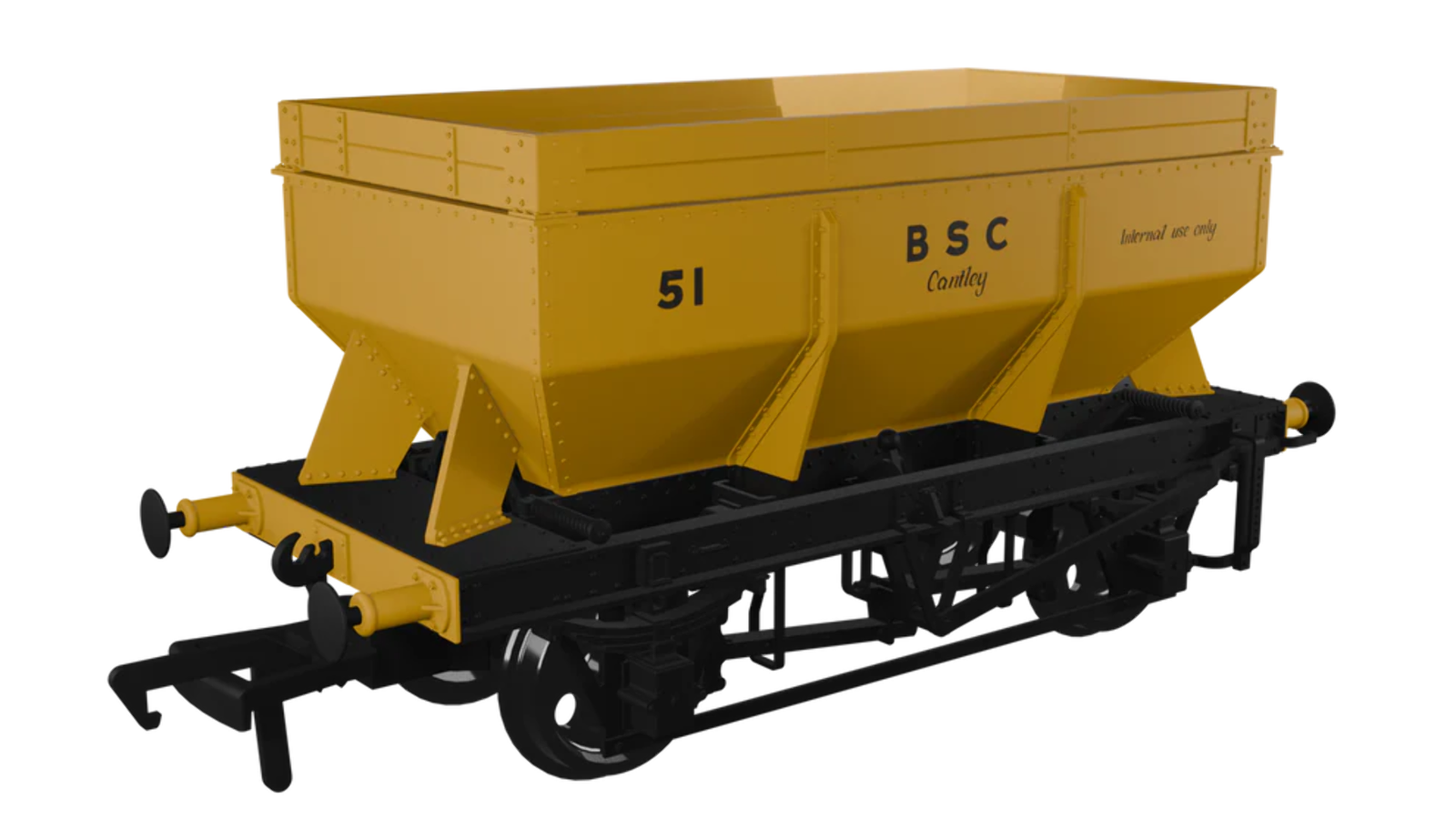 Rapido Trains 963014 OO Gauge LMS Iron Ore Hopper – BSC Yellow No.51