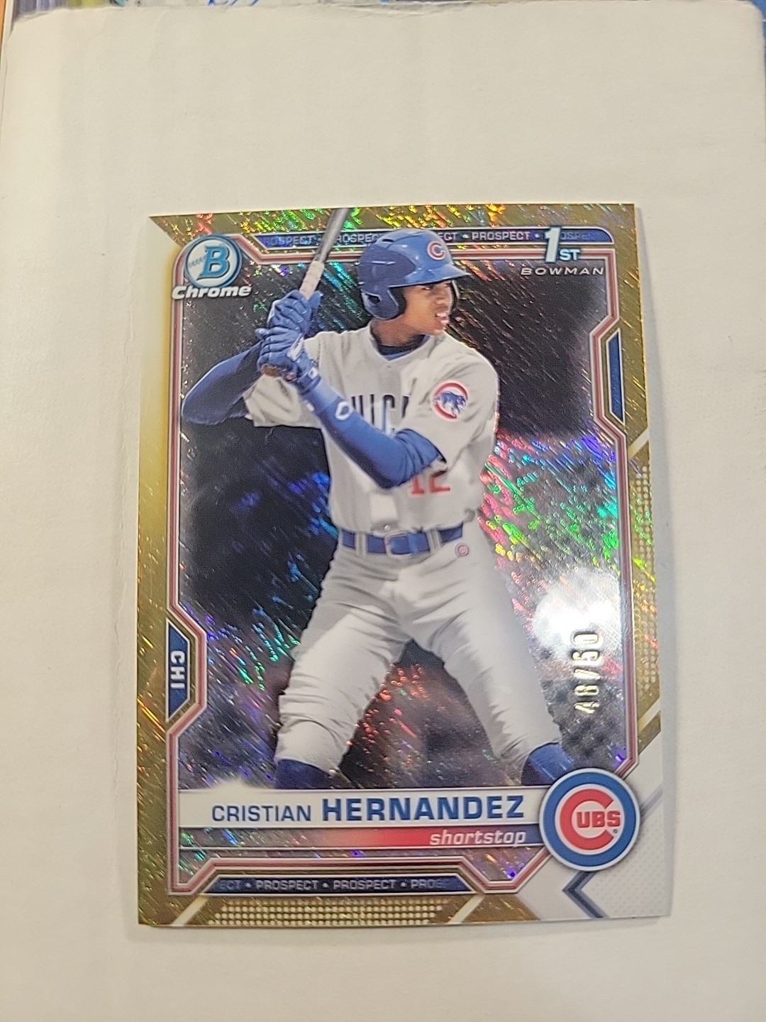 2021 Bowman Chrome Cristian Hernandez Gold Mojo Refractor /50 RC Cubs BCP-171