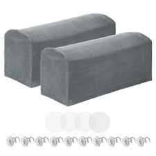 2pcs Couch Arm Covers, Velvet Armchair Sofa Covers, Light Gray