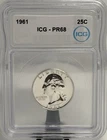 1961 25C Quarter ICG PR68