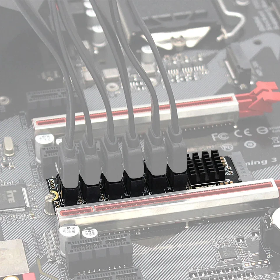 M.2 To SATA 3.0 Riser Card M2 M-KEY PCI-E Expansion Card 5/6 Port Converter - Image 3 of 4